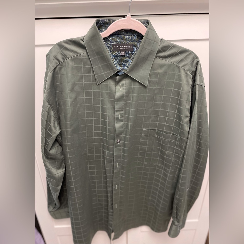Crazy horse Men's Green ghosted Checkered Shirt